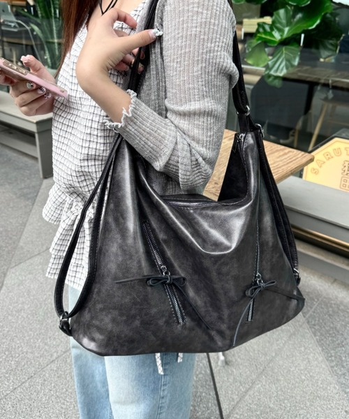 Loueme（ルエム）の「ヴィンテージライク2WAYリボンショルダーバッグ（ショルダーバッグ・レディース・ブラウン/ダークブラウン/ブラック・FREE）」の2枚目の写真