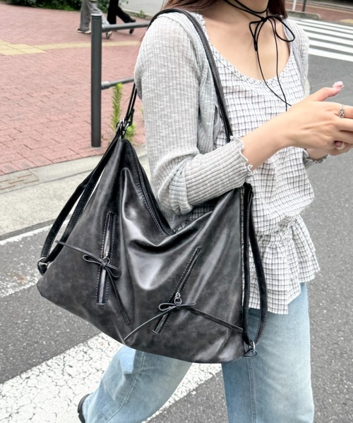 Loueme（ルエム）の「ヴィンテージライク2WAYリボンショルダーバッグ（ショルダーバッグ・レディース・ブラウン/ダークブラウン/ブラック・FREE）」の9枚目の写真