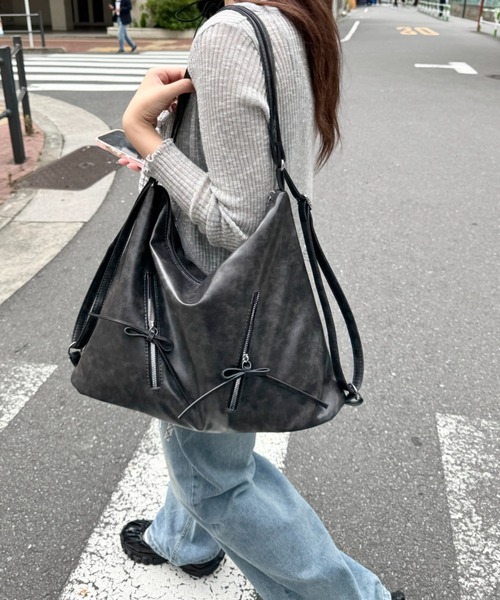 Loueme（ルエム）の「ヴィンテージライク2WAYリボンショルダーバッグ（ショルダーバッグ・レディース・ブラウン/ダークブラウン/ブラック・FREE）」の10枚目の写真