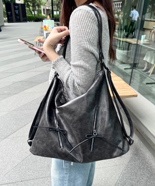 Loueme（ルエム）の「ヴィンテージライク2WAYリボンショルダーバッグ（ショルダーバッグ・レディース・ブラウン/ダークブラウン/ブラック・FREE）」の8枚目の写真