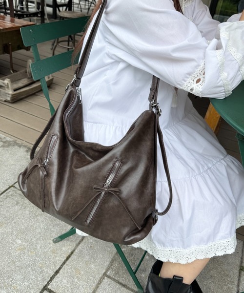 Loueme（ルエム）の「ヴィンテージライク2WAYリボンショルダーバッグ（ショルダーバッグ・レディース・ブラウン/ダークブラウン/ブラック・FREE）」の7枚目の写真