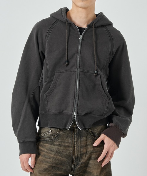 PANELLED ZIP UP HOODIE（パーカー）｜NVRFRGT（ネヴァーフォーゲット