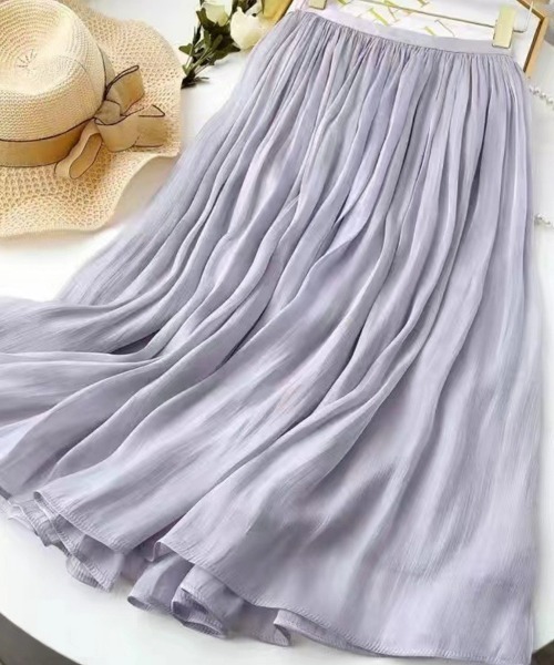 SEU（エスイーユー）の「シャイニープリーツスカート ふんわりシフォンスカート ロング オフィスカジュアル きれいめカジュアル（スカート・レディース・グリーン/ブラック/ホワイト/パープル/ベージュ/アイボリー/ブラウン・フリー）」の12枚目の写真