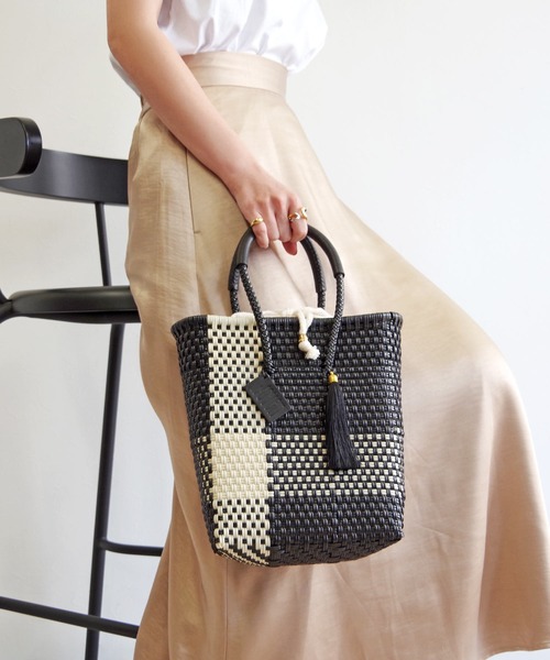 WOVEN (ウーヴン)ミニバッグ メルカドバッグ かごバッグ レザーハンドル☆ かごバッグ カゴバッグ WOVEN (ウーヴン) /ミニトート メキシコ