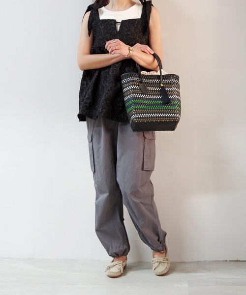 WOVEN（ウーヴン）の「WOVEN (ウーヴン) /プティトート メキシコ製 ミニバッグ メルカドバッグ かごバッグ レザーハンドル ミニトート マルシェバッグ（かごバッグ・レディース・ネイビー/ブルー系その他/ゴールド/ブラック×ベージュ/ブラック系その他/シルバー/ブラック・FREE）」の11枚目の写真
