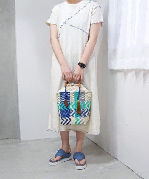 WOVEN（ウーヴン）の「WOVEN (ウーヴン) /プティトート メキシコ製 ミニバッグ メルカドバッグ かごバッグ レザーハンドル ミニトート マルシェバッグ（かごバッグ・レディース・ネイビー/ブルー系その他/ゴールド/ブラック×ベージュ/ブラック系その他/シルバー/ブラック・FREE）」の12枚目の写真