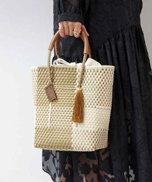 WOVEN（ウーヴン）の「WOVEN (ウーヴン) /プティトート メキシコ製 ミニバッグ メルカドバッグ かごバッグ レザーハンドル ミニトート マルシェバッグ（かごバッグ・レディース・ネイビー/ブルー系その他/ゴールド/ブラック×ベージュ/ブラック系その他/シルバー/ブラック・FREE）」の13枚目の写真