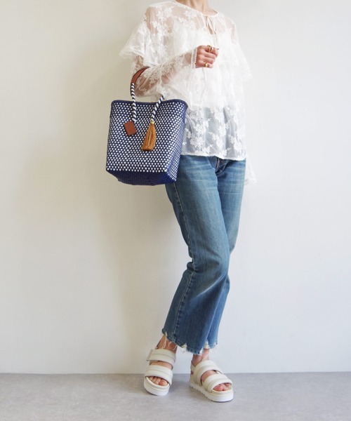 WOVEN（ウーヴン）の「WOVEN (ウーヴン) /プティトート メキシコ製 ミニバッグ メルカドバッグ かごバッグ レザーハンドル ミニトート マルシェバッグ（かごバッグ・レディース・ネイビー/ブルー系その他/ゴールド/ブラック×ベージュ/ブラック系その他/シルバー/ブラック・FREE）」の22枚目の写真