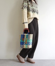 WOVEN（ウーヴン）の「WOVEN (ウーヴン) /プティトート メキシコ製 ミニバッグ メルカドバッグ かごバッグ レザーハンドル ミニトート マルシェバッグ（かごバッグ）」