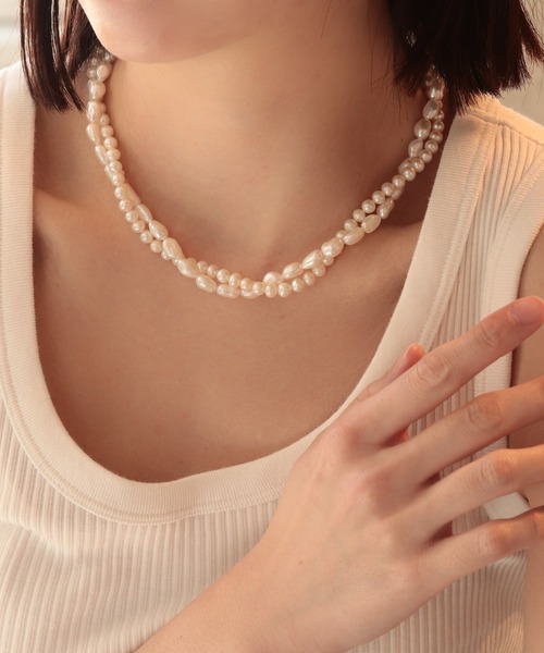 NOIR DE POUPEE(ノワールドプーペ)の「beau temps K14GF 淡水パール バロックショート ネックレス(ネックレス・レディース・ホワイト・FREE)」の6枚目の写真