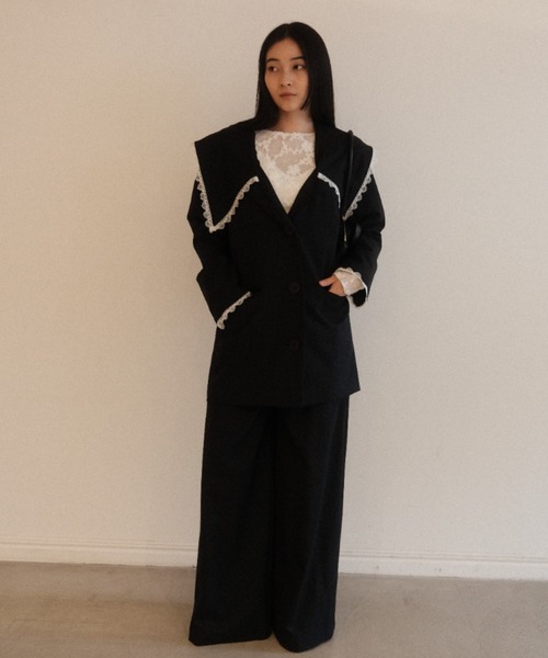 HONEY MI HONEY(ハニーミーハニー)の「lace trimming wide pants(スラックス・レディース・グレー/ベージュ/ブラック・FREE)」の10枚目の写真