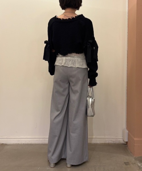 HONEY MI HONEY(ハニーミーハニー)の「lace trimming wide pants(スラックス・レディース・グレー/ベージュ/ブラック・FREE)」の14枚目の写真
