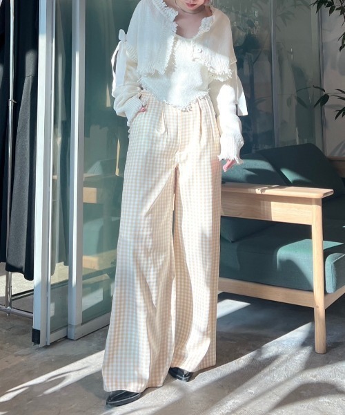 HONEY MI HONEY(ハニーミーハニー)の「lace trimming wide pants(スラックス・レディース・グレー/ベージュ/ブラック・FREE)」の21枚目の写真