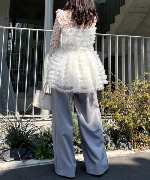 HONEY MI HONEY(ハニーミーハニー)の「lace trimming wide pants(スラックス・レディース・グレー/ベージュ/ブラック・FREE)」の20枚目の写真