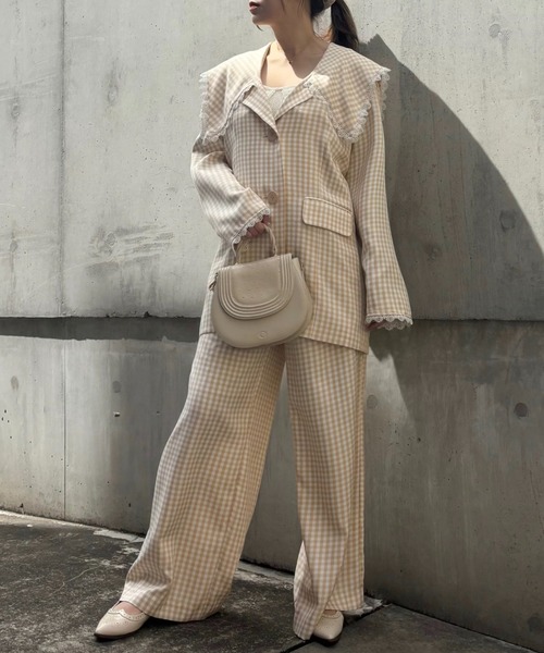 HONEY MI HONEY(ハニーミーハニー)の「lace trimming wide pants(スラックス・レディース・グレー/ベージュ/ブラック・FREE)」の15枚目の写真