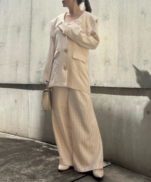 HONEY MI HONEY(ハニーミーハニー)の「lace trimming wide pants(スラックス・レディース・グレー/ベージュ/ブラック・FREE)」の16枚目の写真