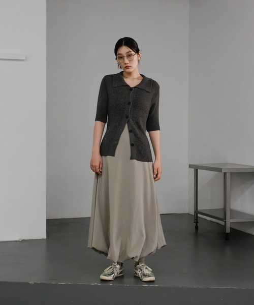 select MOCA（セレクトモカ）の「バルーンスカート（スカート・レディース・ブラック/アイボリー/グレイッシュベージュ・FREE）」の4枚目の写真