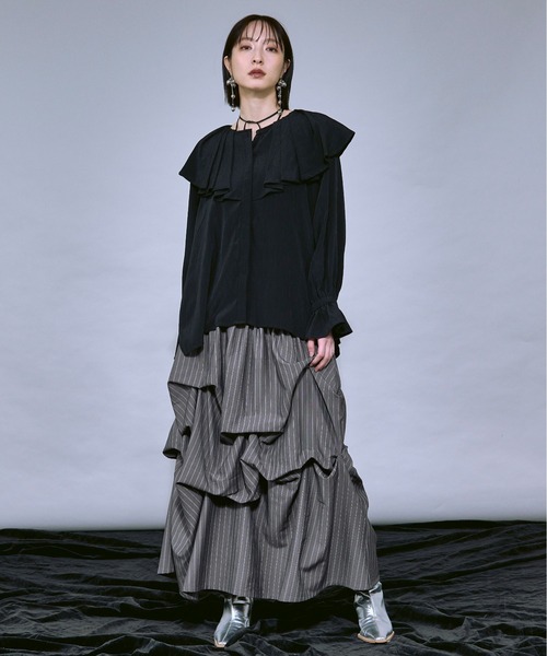 Ezick(エジック)の「Assorted Tuck ボリュームタックスカート/setup対応(スカート・レディース・グレー/ブラック/ブラック系その他/オフホワイト・FREE)」の16枚目の写真