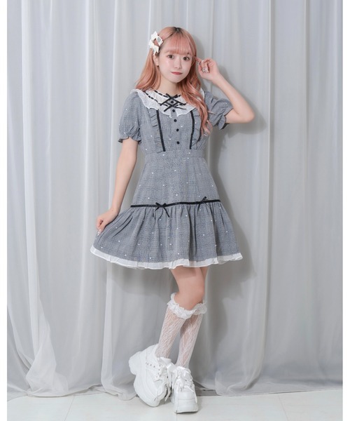 Honey Cinnamon（ハニーシナモン）の「ハートドット刺繍チェック