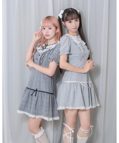 ♡Secret Honey ハートドットクロスワンピース （黒）♡ Secret Honey（シークレットハニー）の「ハートドットクロス