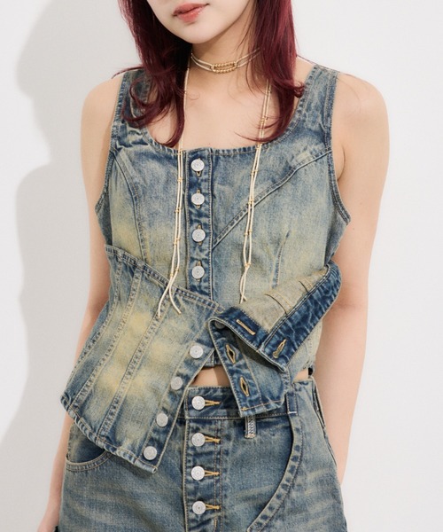 セール】【限定展開】LAYERED CORSET DENIM BUSTIER-C