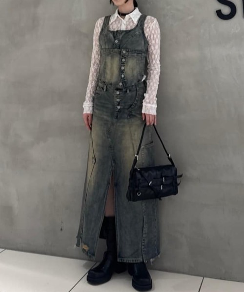 キャミソール 「限定展開」LAYERED CORSET DENIM BUSTIER-C レイヤード コルセット デニム ビスチェ シー セール】【限定展開】LAYERED CORSET DENIM BUSTIER-C
