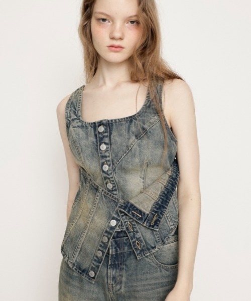 SLY（スライ）の「【限定展開】LAYERED CORSET DENIM BUSTIER-C レイヤード コルセット デニム ビスチェ シー（キャミソール・レディース・ブルー・FREE）」の20枚目の写真