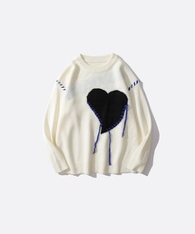 Heart Motif Patchwork Sweater