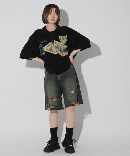 Anui（アニュイ）の「【UNISEX/2サイズ展開】カットハーフデニム（その他パンツ・レディース・ブラック/ブルー・MEDIUM/SMALL）」の14枚目の写真