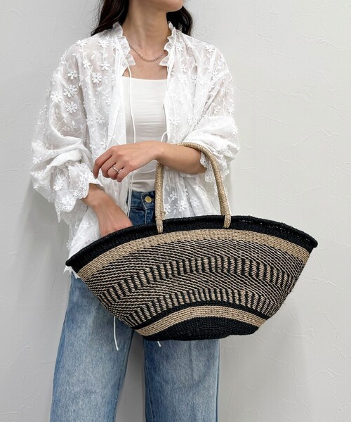 The Bagmati（ザバグマティ）の「【BAGMATI/バグマティ】 柄編みアバカバケットバッグ（かごバッグ・レディース・マルチ/ブラック系その他3・FREE）」の5枚目の写真