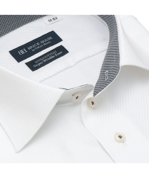 TOKYO SHIRTS（トウキョウシャツ）の「超形態安定ノーアイロン ワイド 長袖ビジネスワイシャツ（ビジネスシャツ・メンズ・ホワイト・首回り39cm-裄丈80cm/首回り39cm-裄丈84cm/首回り41cm-裄丈82cm/首回り41cm-裄丈86cm/首回り42cm-裄丈82cm/首回り42cm-裄丈86cm/首回り43cm-裄丈86cm/首回り37cm-裄丈80cm/首回り43cm-裄丈82cm/首回り37cm-裄丈84cm）」の5枚目の写真