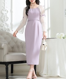 ❤️23新作 新品♡ SelfPortrait 紫ドットロングワンピース♡　838 レース スタンドカラー フラワー ＆ ドット プリント ロング