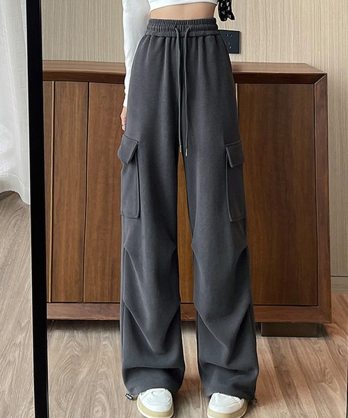 Songe（ソンジュ）の「ハイウエストスウェットパンツ（スウェットパンツ・レディース・ブラック/ライトグレー/グレー/ダークグレー・S/M/L）」の4枚目の写真