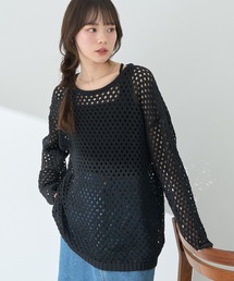 LB03 メッシュ　チュニック Solid Geometric Pocket Mesh Lantern Sleeve Belted Dress