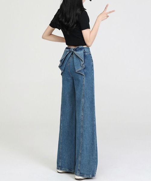 FAVORITO(ファヴォリート)の「リボンタイデニムパンツ(デニムパンツ・レディース・ブルー/ブラック/ホワイト/インディゴブルー・XL/L/M/S)」の11枚目の写真