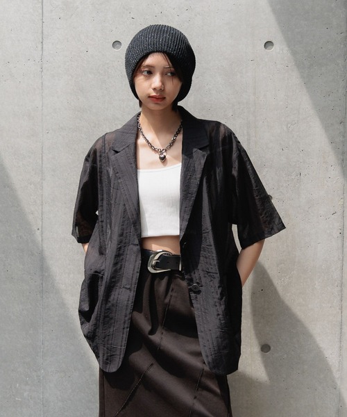 PAGEBOY（ページボーイ）の「【半袖】シアージャケット（テーラードジャケット・レディース・ブラック/イエロー/ホワイト・FREE）」の20枚目の写真