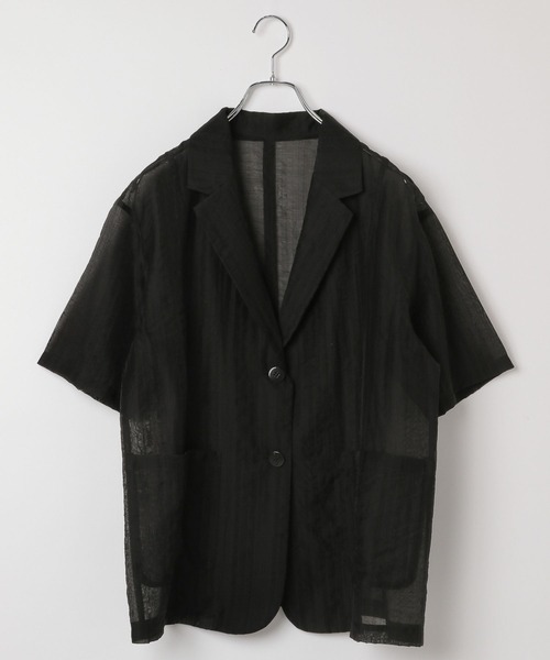 PAGEBOY（ページボーイ）の「【半袖】シアージャケット（テーラードジャケット・レディース・ブラック/イエロー/ホワイト・FREE）」の12枚目の写真