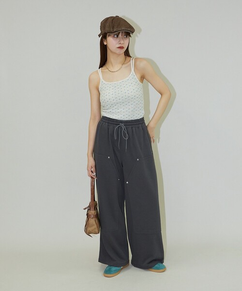 PUBLUX（パブリュクス）の「JEMORGAN/ジェーイーモーガン 花柄 ワッフル カップ付き キャミソール　限定展開（キャミソール・レディース・ブルー/サックスブルー/ピンク/パープル・ﾌﾘ-）」の8枚目の写真