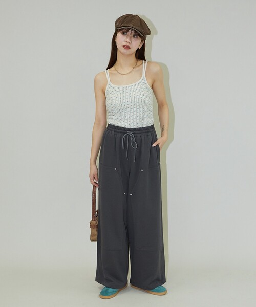 PUBLUX（パブリュクス）の「JEMORGAN/ジェーイーモーガン 花柄 ワッフル カップ付き キャミソール　限定展開（キャミソール・レディース・ブルー/サックスブルー/ピンク/パープル・ﾌﾘ-）」の9枚目の写真