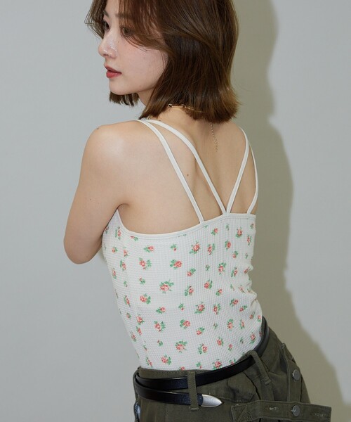 PUBLUX（パブリュクス）の「JEMORGAN/ジェーイーモーガン 花柄 ワッフル カップ付き キャミソール　限定展開（キャミソール・レディース・ブルー/サックスブルー/ピンク/パープル・ﾌﾘ-）」の16枚目の写真