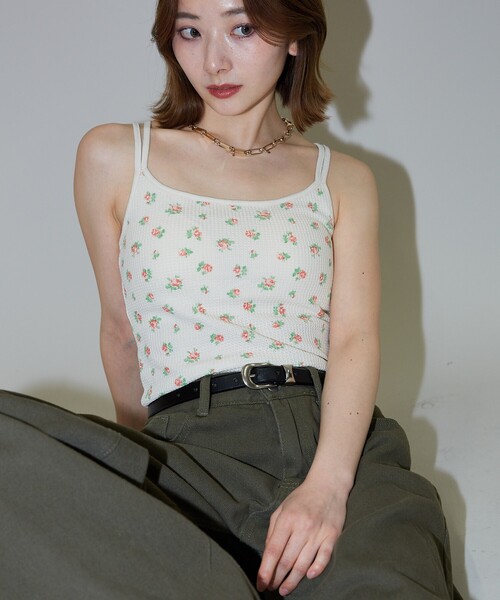 PUBLUX（パブリュクス）の「JEMORGAN/ジェーイーモーガン 花柄 ワッフル カップ付き キャミソール　限定展開（キャミソール・レディース・ブルー/サックスブルー/ピンク/パープル・ﾌﾘ-）」の17枚目の写真