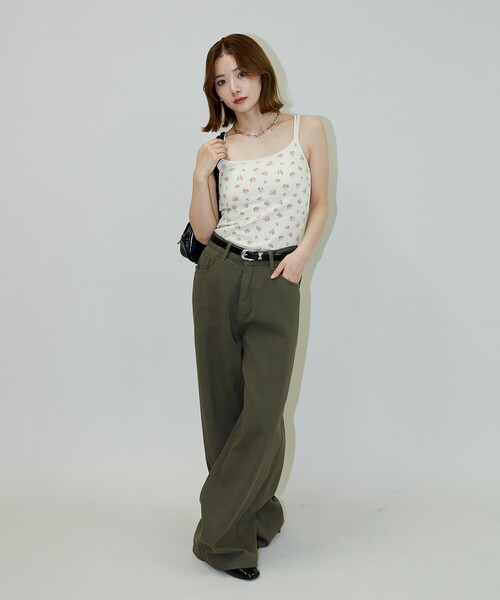 PUBLUX（パブリュクス）の「JEMORGAN/ジェーイーモーガン 花柄 ワッフル カップ付き キャミソール　限定展開（キャミソール・レディース・ブルー/サックスブルー/ピンク/パープル・ﾌﾘ-）」の20枚目の写真