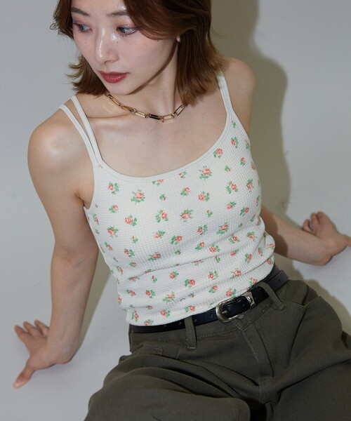 PUBLUX（パブリュクス）の「JEMORGAN/ジェーイーモーガン 花柄 ワッフル カップ付き キャミソール　限定展開（キャミソール・レディース・ブルー/サックスブルー/ピンク/パープル・ﾌﾘ-）」の22枚目の写真