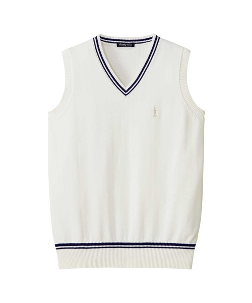 EASTBOY(イーストボーイ)の「ベスト COOLMAX 12G ライン入り スクール 制服 通学 中学生 高校生(ベスト・キッズ・オフホワイト/ネイビー/オートミール/ライトグレー・9号/11号/13号)」の2枚目の写真