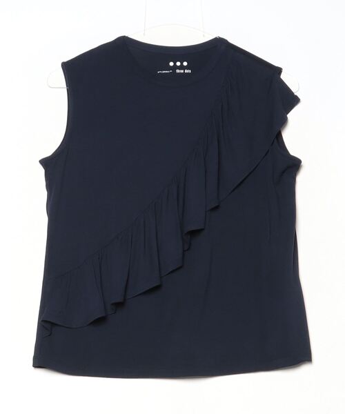 three dots（スリードッツ）の「トラベルライン ラッフルタンク（タンクトップ・レディース・ブラック/ネイビー・SMALL/MEDIUM）」の18枚目の写真