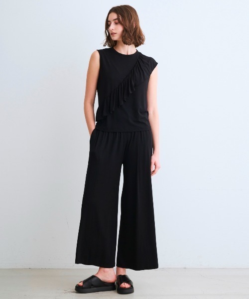 three dots（スリードッツ）の「トラベルライン ラッフルタンク（タンクトップ・レディース・ブラック/ネイビー・SMALL/MEDIUM）」の7枚目の写真