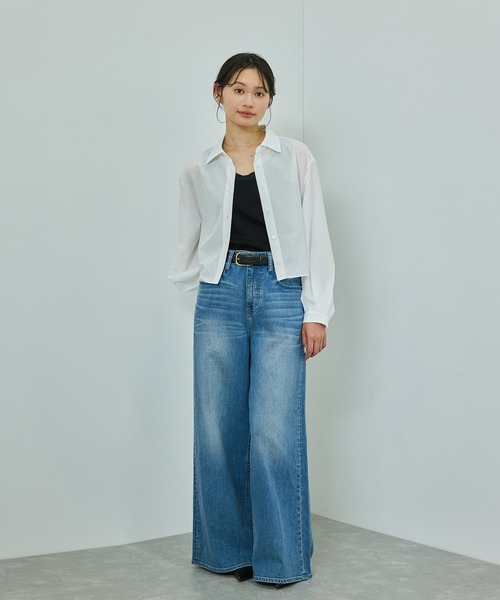 ブラウス シャツ 「WEB・一部店舗限定」ライトタンブラークロップドシャツ/洗える レディース ROPE' ブラウス シャツ 「WEB・一部店舗限定」ライトタンブラー