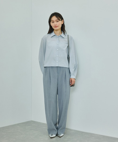 ROPE'（ロペ）の「【WEB・一部店舗限定】ライトタンブラークロップドシャツ/洗える（シャツ/ブラウス・レディース・ピンク/ホワイト/サックスブルー・FREE）」の7枚目の写真