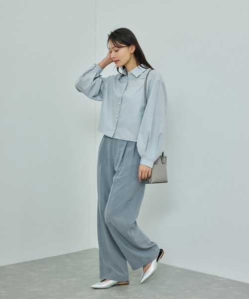 ブラウス シャツ 「WEB・一部店舗限定」ライトタンブラークロップドシャツ/洗える レディース ROPE' ブラウス シャツ 「WEB・一部店舗限定」ライトタンブラー