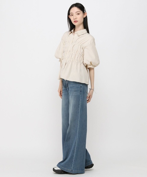 3.3 Field Trip （3.3フィールドトリップ）の「3.3 Field Trip／バルーンスリーブシャーリングブラウス(5分袖)（シャツ/ブラウス・レディース・サックスブルー/オフホワイト/ライトイエロー/アクア・FREE）」の15枚目の写真